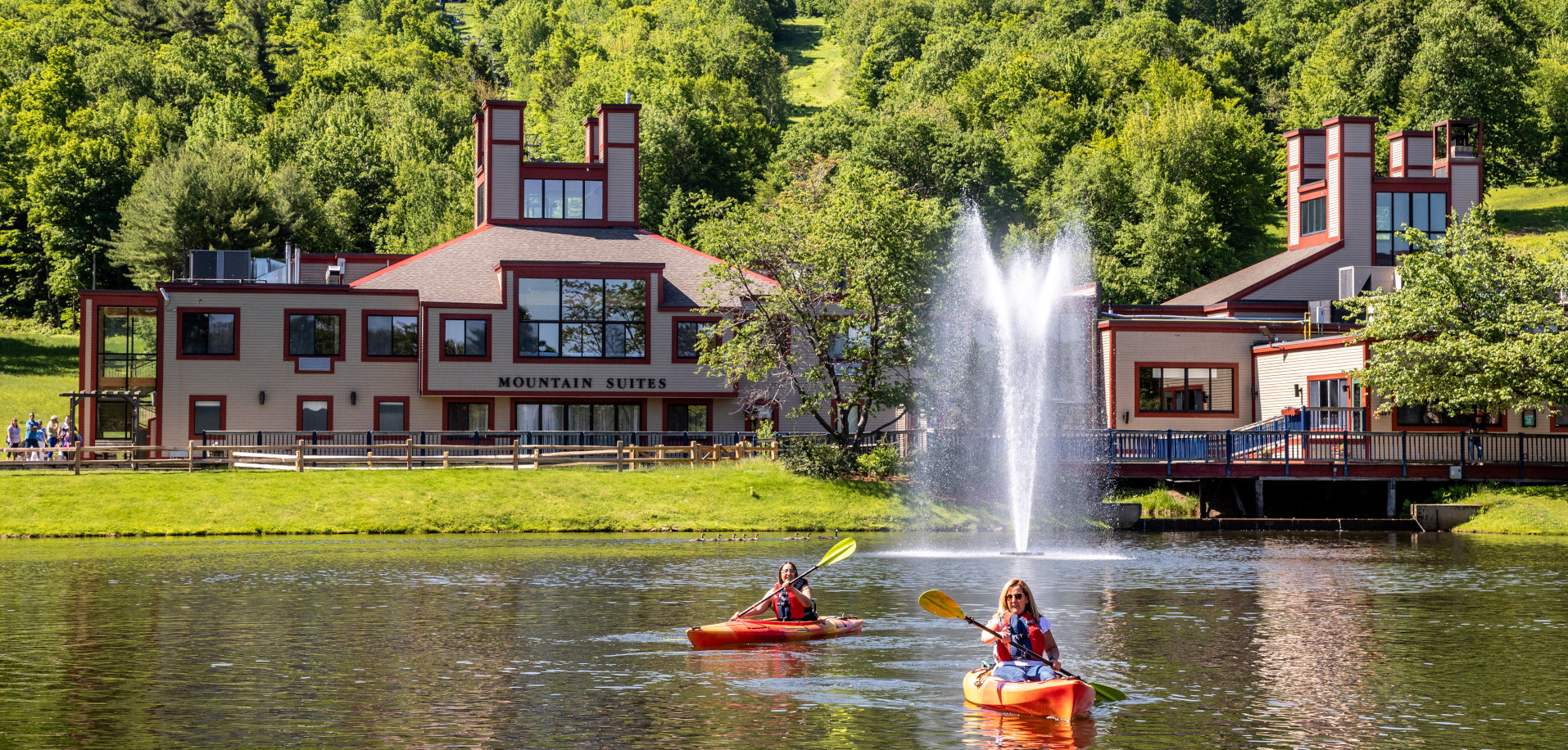 Kayaking on base area pond