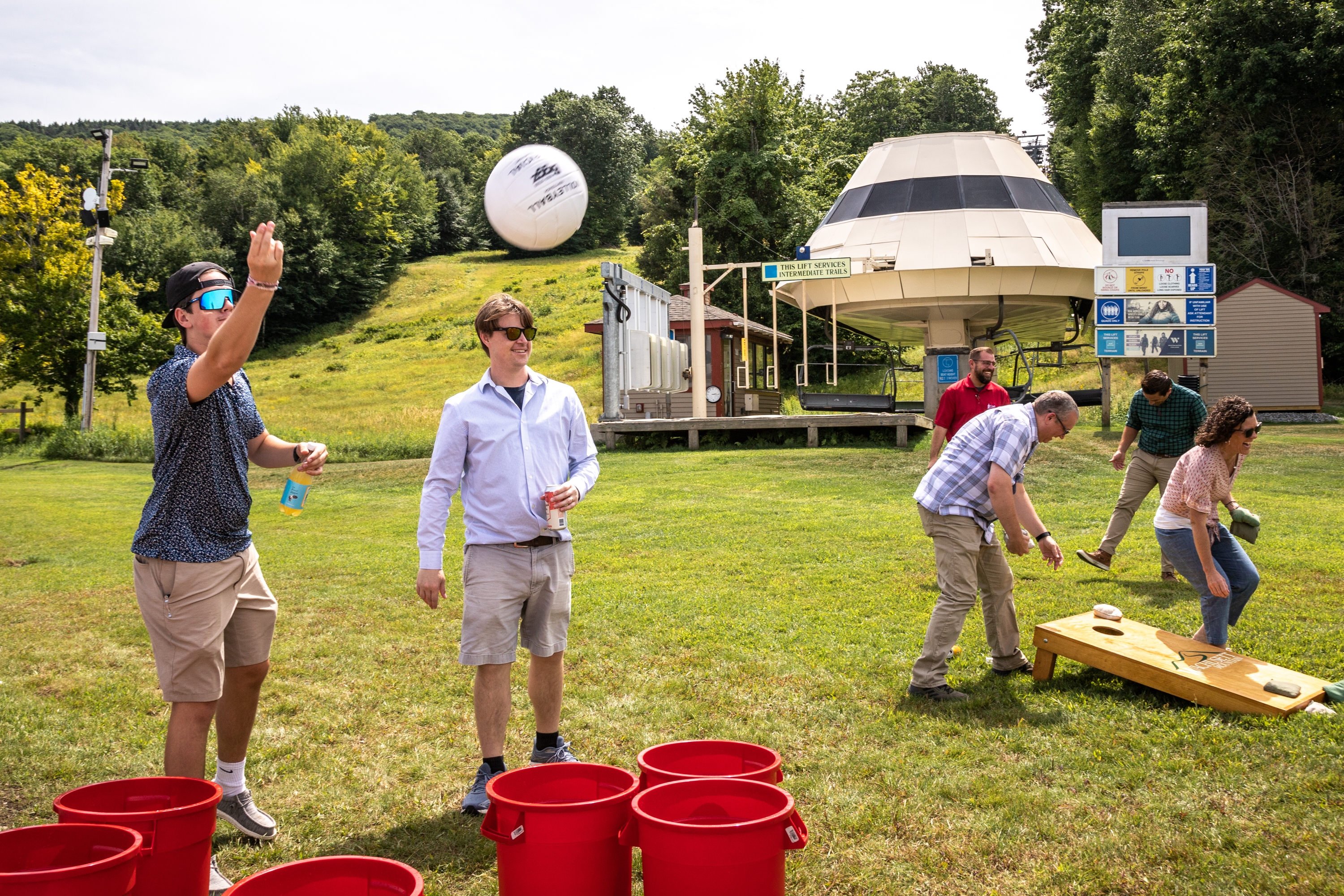 People playing lawn games